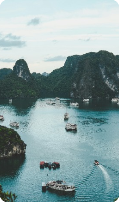 Beautiful sea and the looks of an island with ships